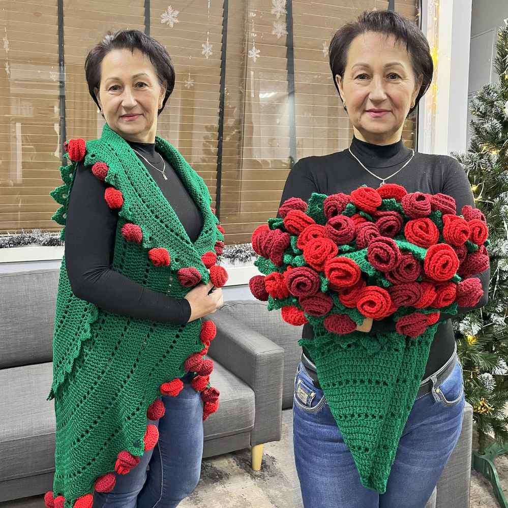 3-in-1 Rose Bouquet: Blanket, Cardigan & Decor